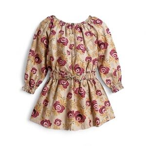 Tea Collection Boho Floral Dress Brown Tan Pink Toddler Cottagecore Girls 2